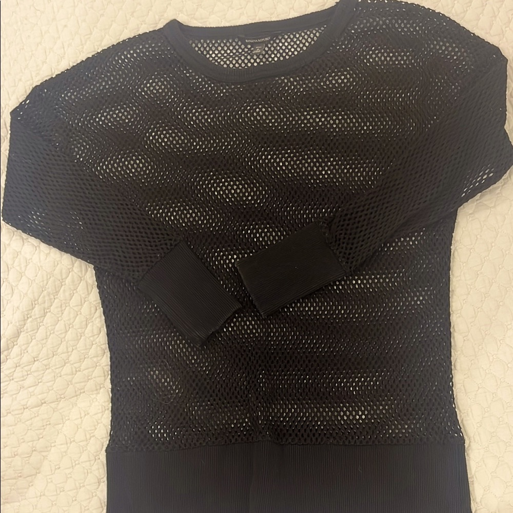 Banana Republic Black Mesh Knit Sweatshirt